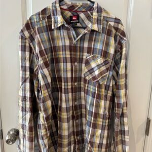 Quiksilver Men's Brown Plaid Shirt